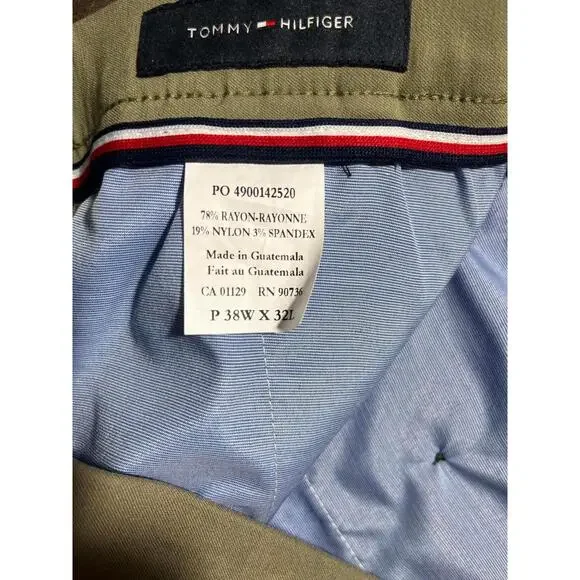 Tommy Hilfiger TH Flex Stretch Dress Pants Mens 38x32 Olive Khaki New With Tags - Picture 4 of 7